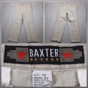 Baxter Detroit Work Pants Mens 36x32 Beige Utility Cotton
